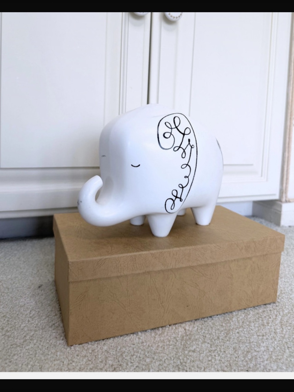 Kate Spade x Lenox White Ceramic Elephant Figurine Piggy Bank Collectible